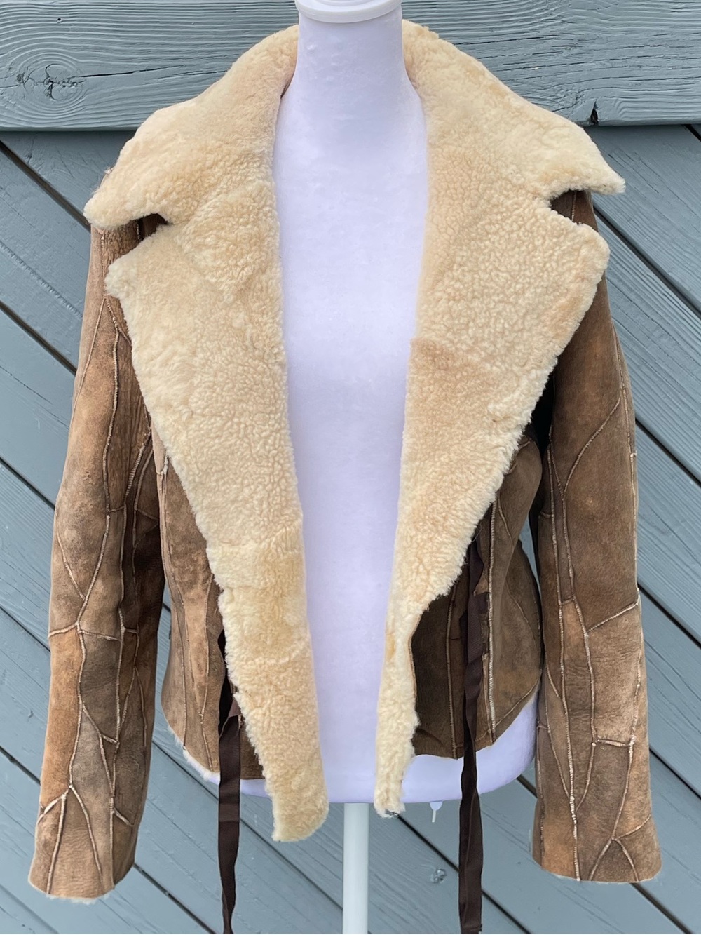 Clara Collins Paris Women’s Shearling Patchwork Jacket with Collar size 38 US 6 - Picture 3 of 10